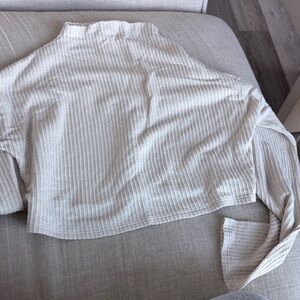 Cream Textured Long Sleeve Top